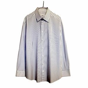 Brioni Luxury Button-Down Shirt | Made in Italy | Blue/White Stripe | XL